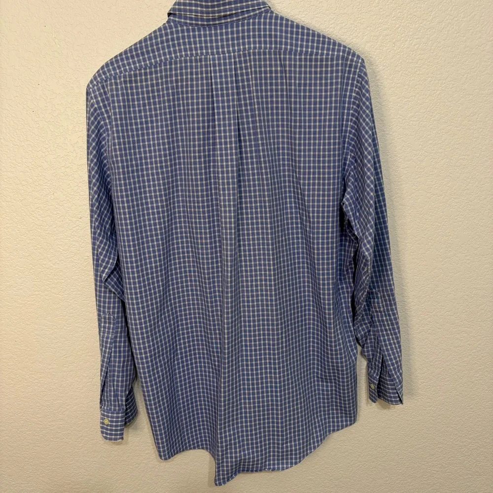 Brooks Brothers Mens 15-33 Blue Check Non-Iron Cotton Traditional Fit Polo Shirt - Picture 5 of 6